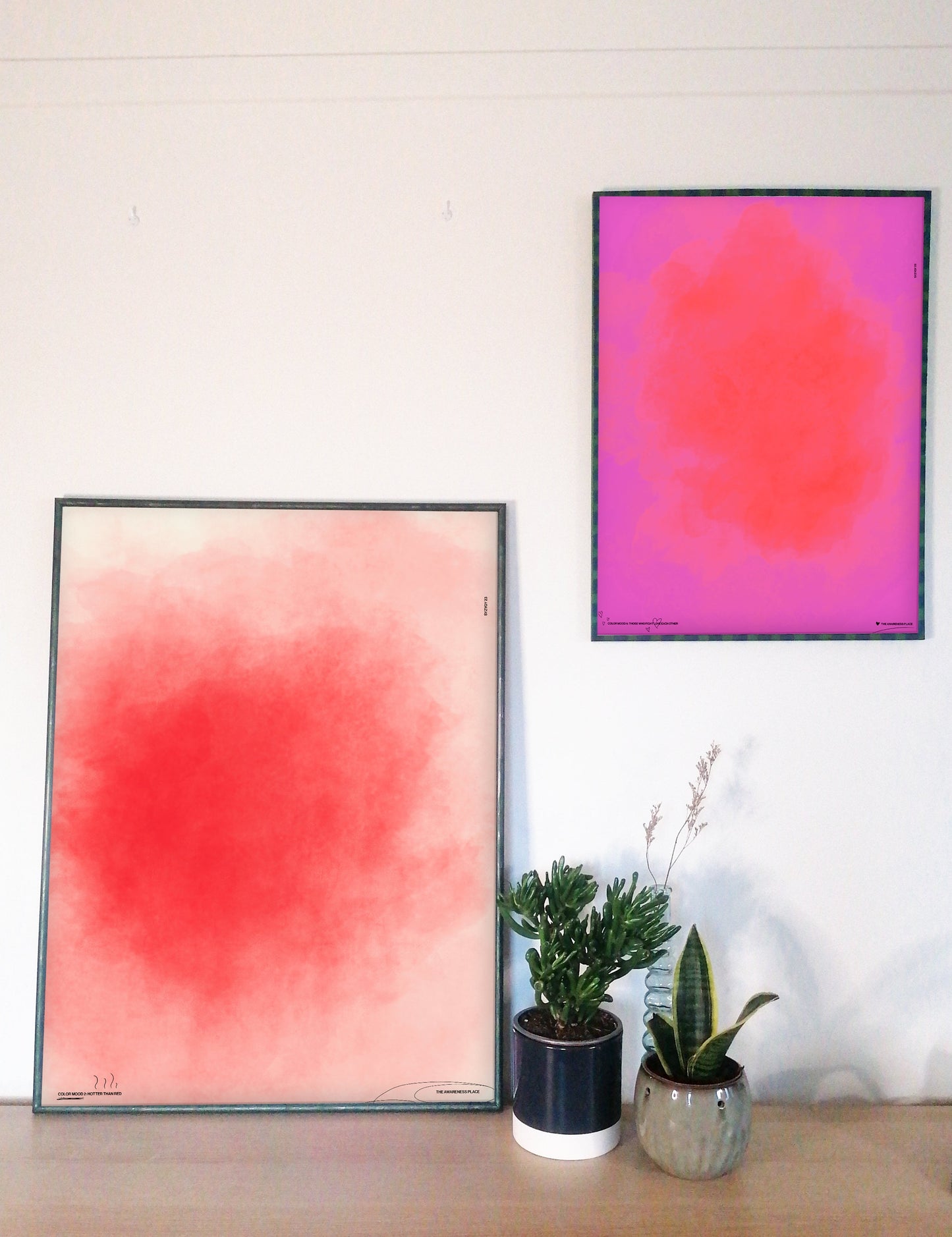 Pink red gradient retro wall art decor