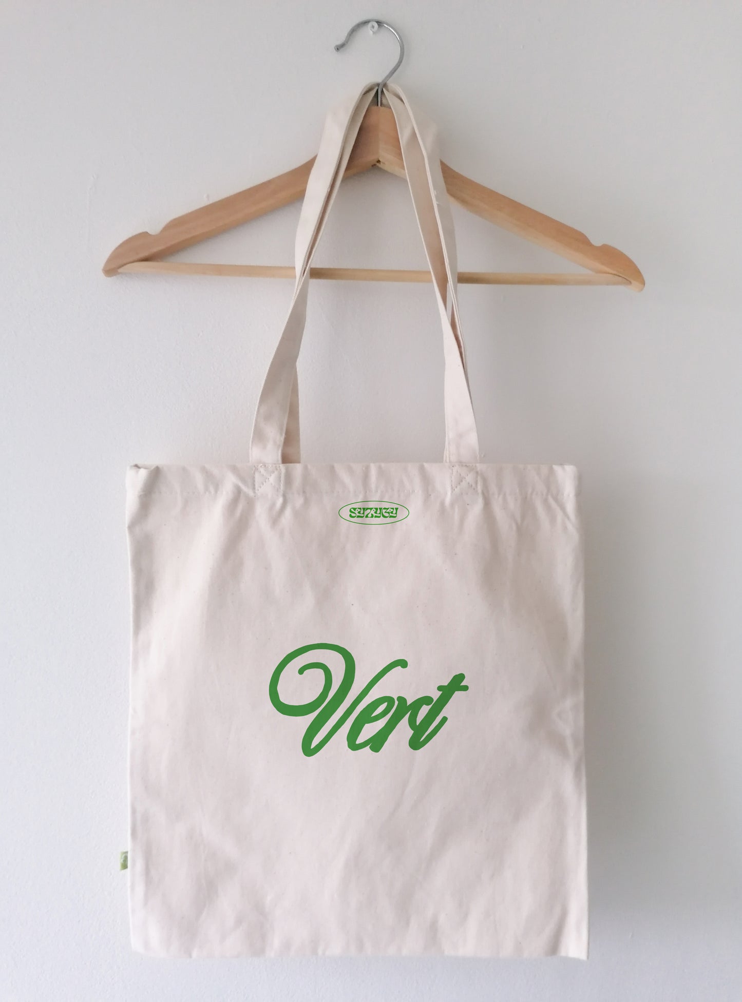 Aesthetic green natural woman tote bag, retro aesthetic vert shopper