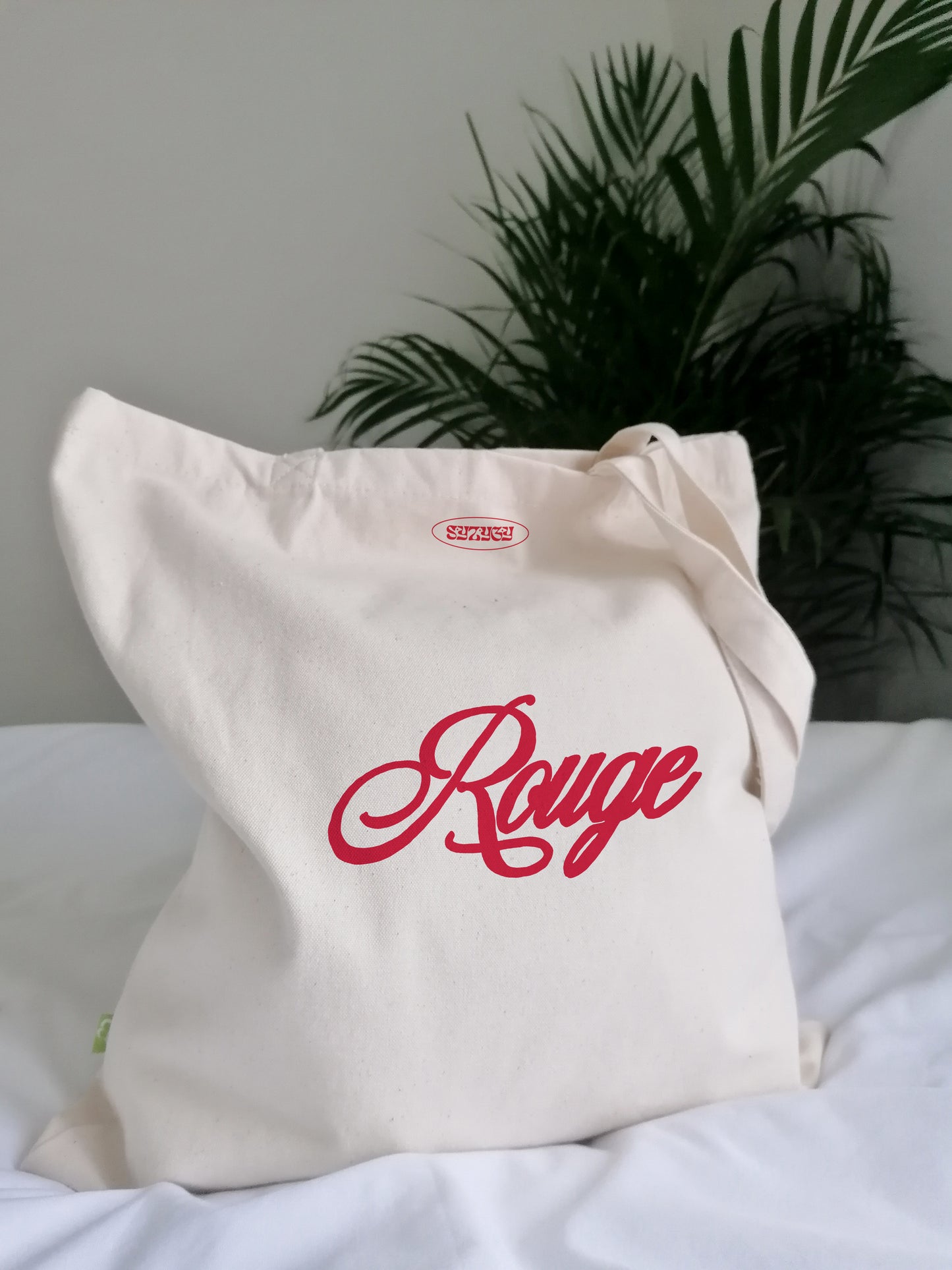 Aesthetic red woman tote bag, Minimalist Coquette Vibes shopper