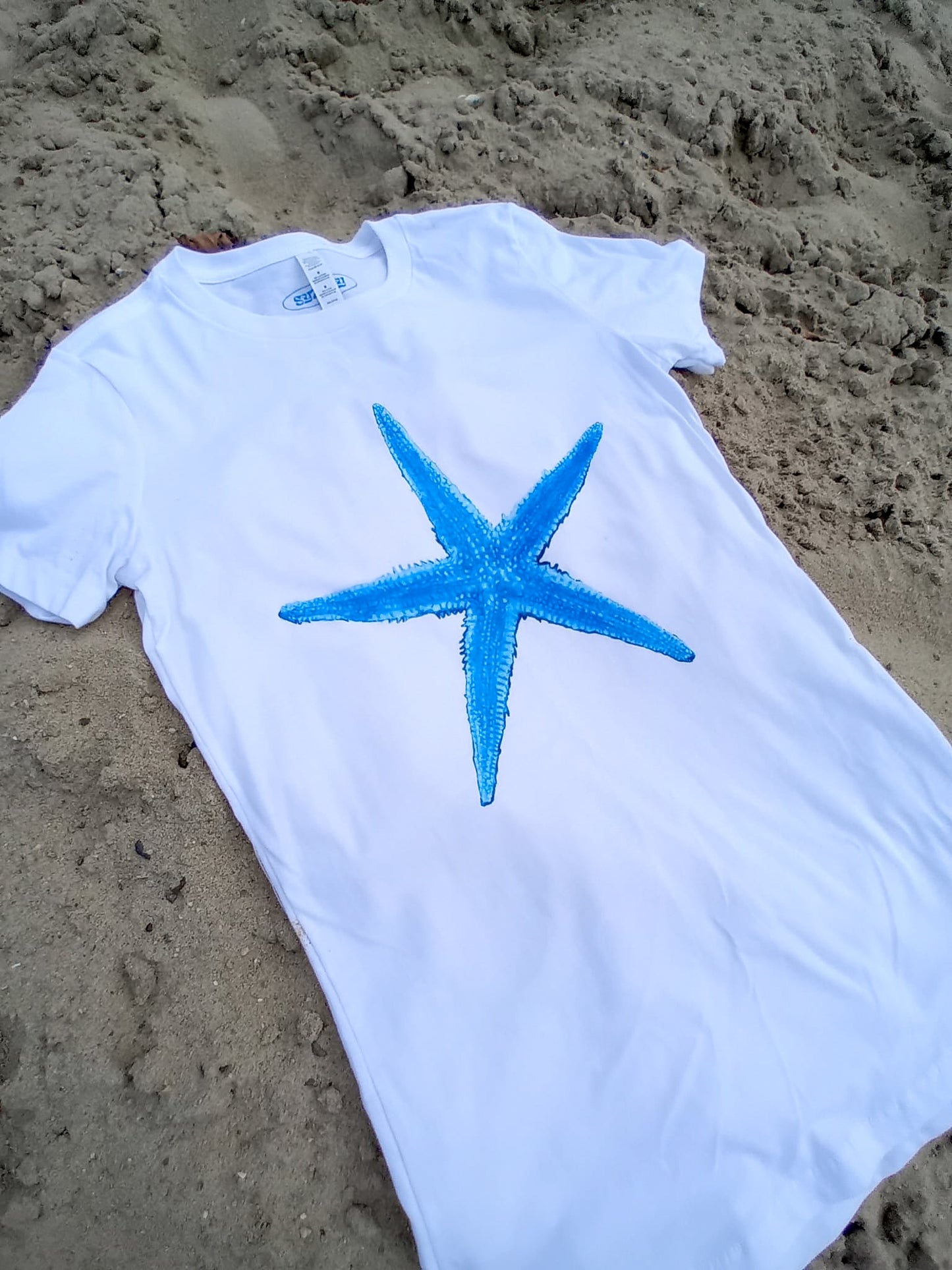 Mermaid aesthetic woman tee, blue starfish womens tops