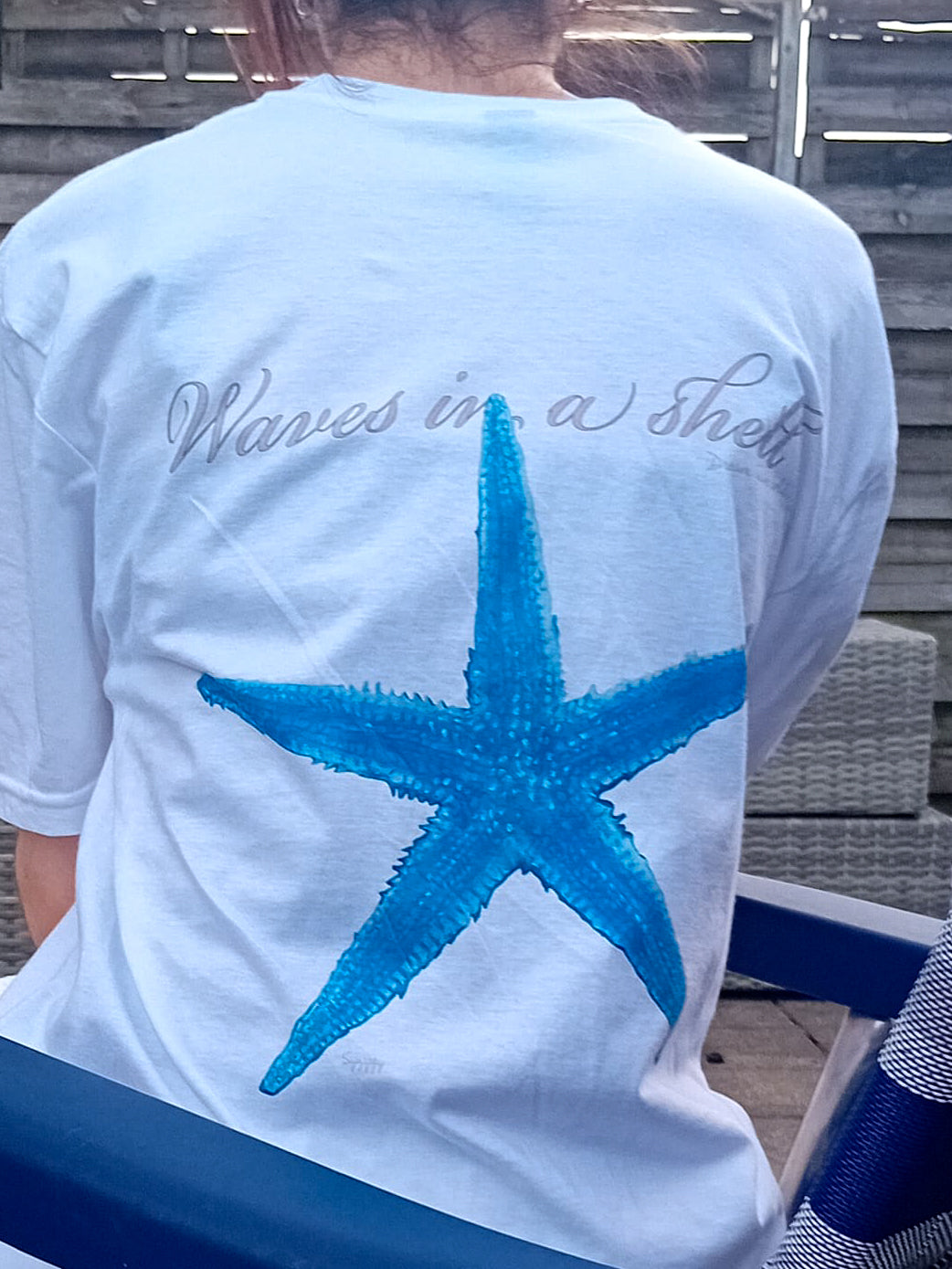 Mermaid aesthetic starfish woman T-shirt, oversized womens surf tees