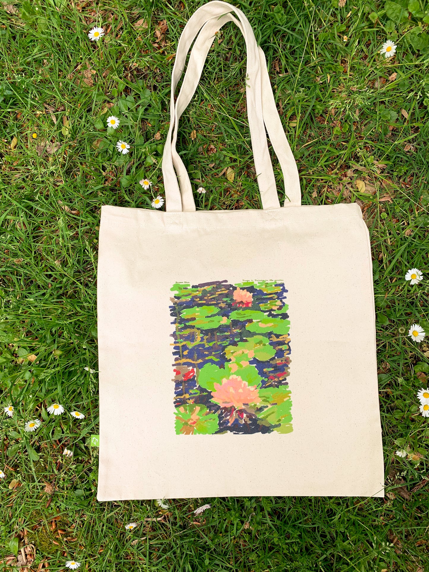 Fairy aesthetic lily pads tote bag, fall earthy trendy tote bag