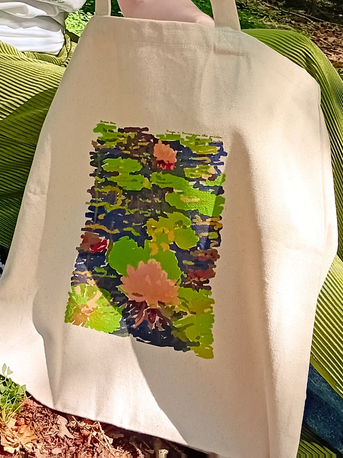 Fairy aesthetic lily pads tote bag, fall earthy trendy tote bag