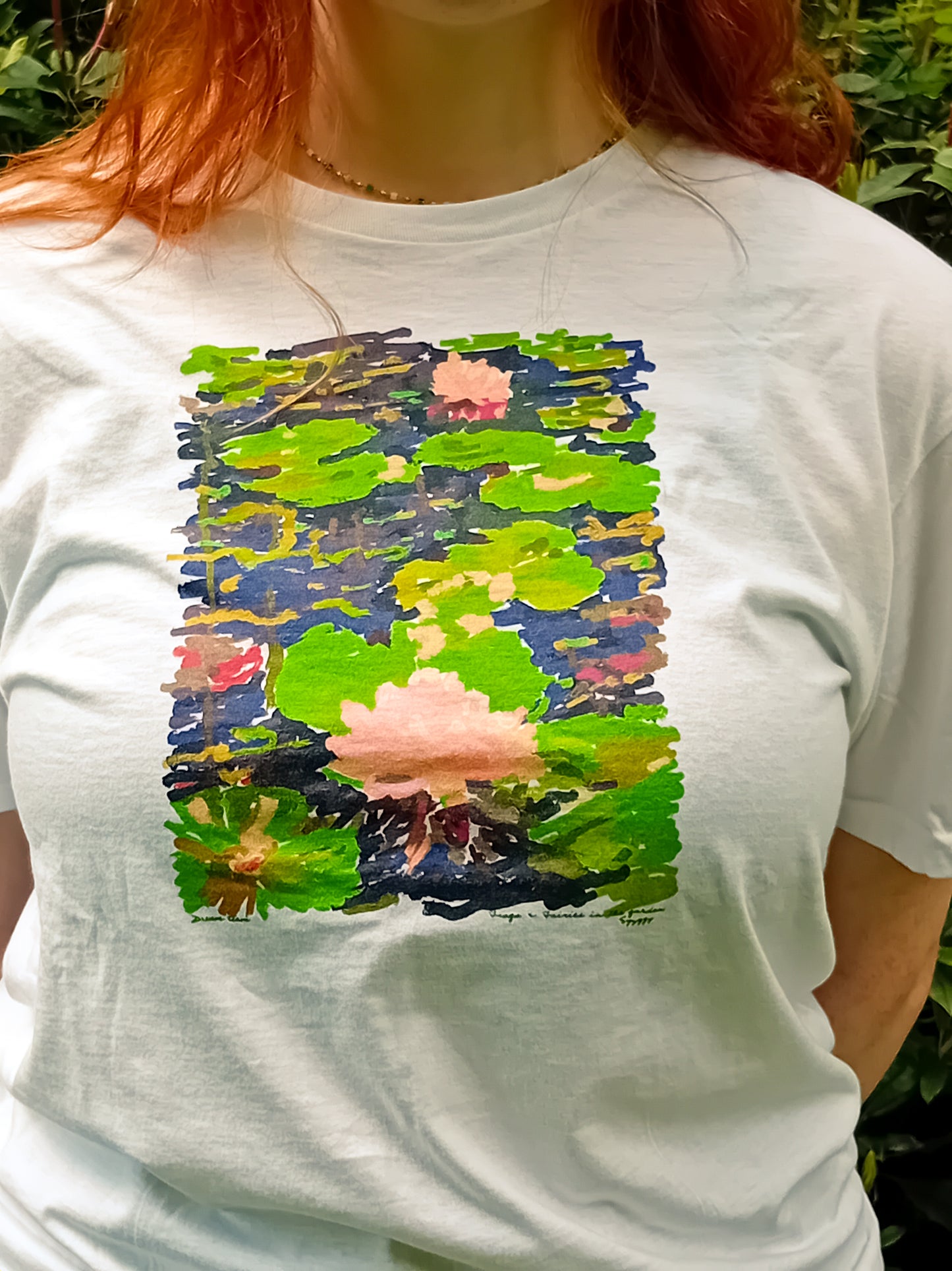 Fairy lily pads artsy woman T-shirt, fall earthy trendy tee