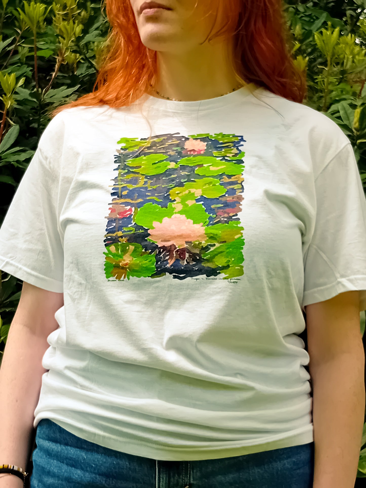Fairy lily pads artsy woman T-shirt, fall earthy trendy tee