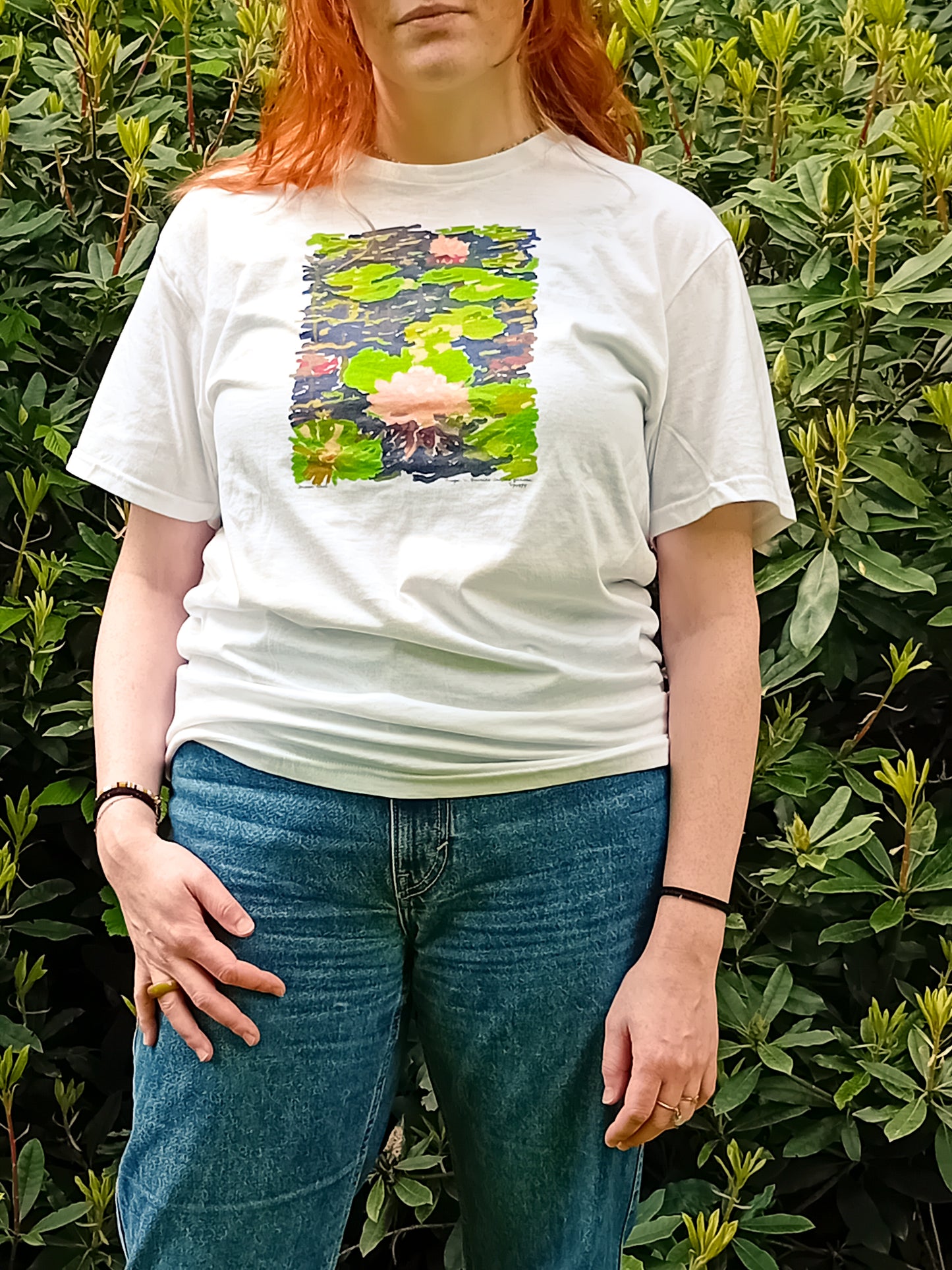 Fairy lily pads artsy woman T-shirt, fall earthy trendy tee