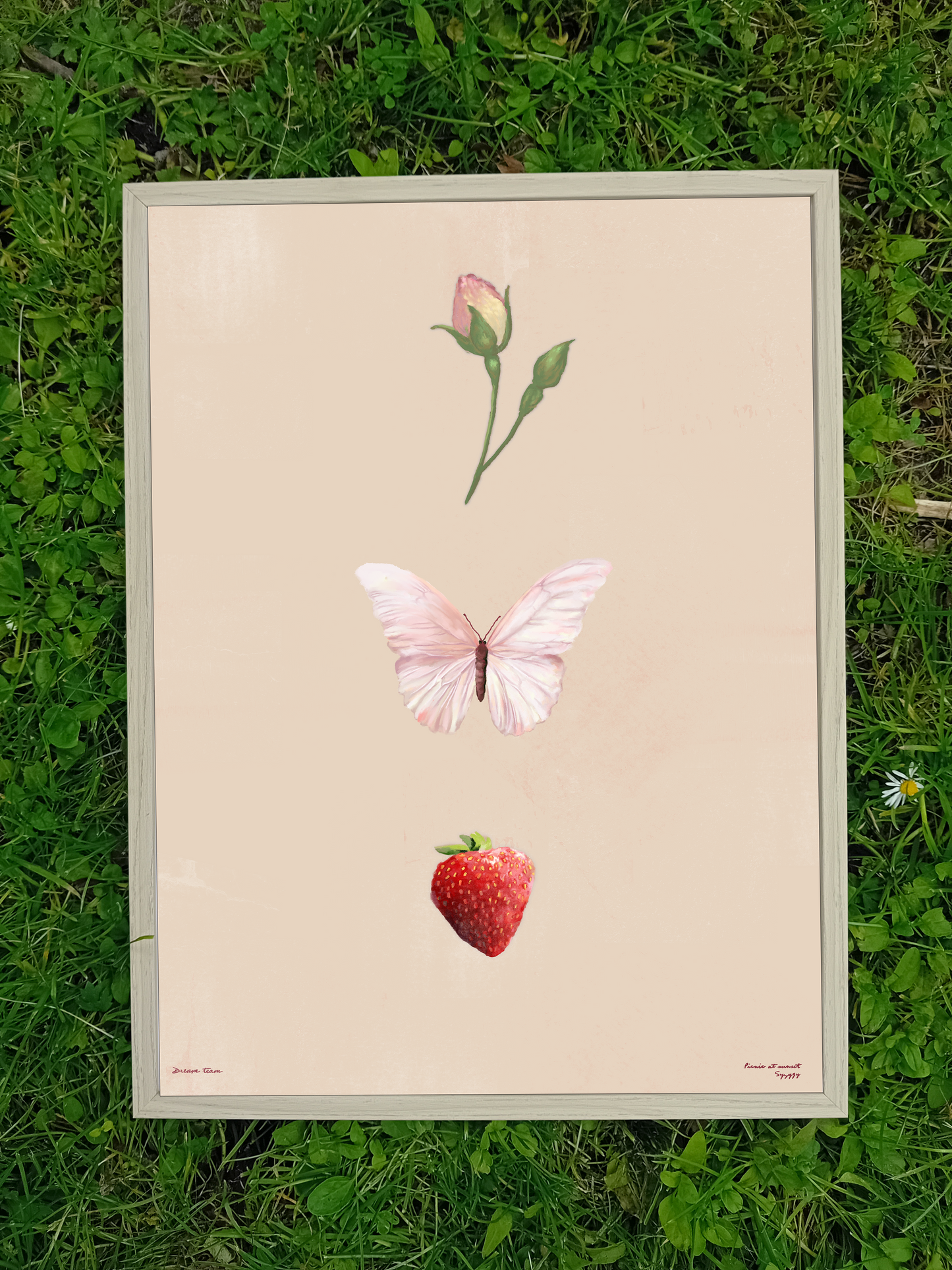 Vintage art print coquette rose front