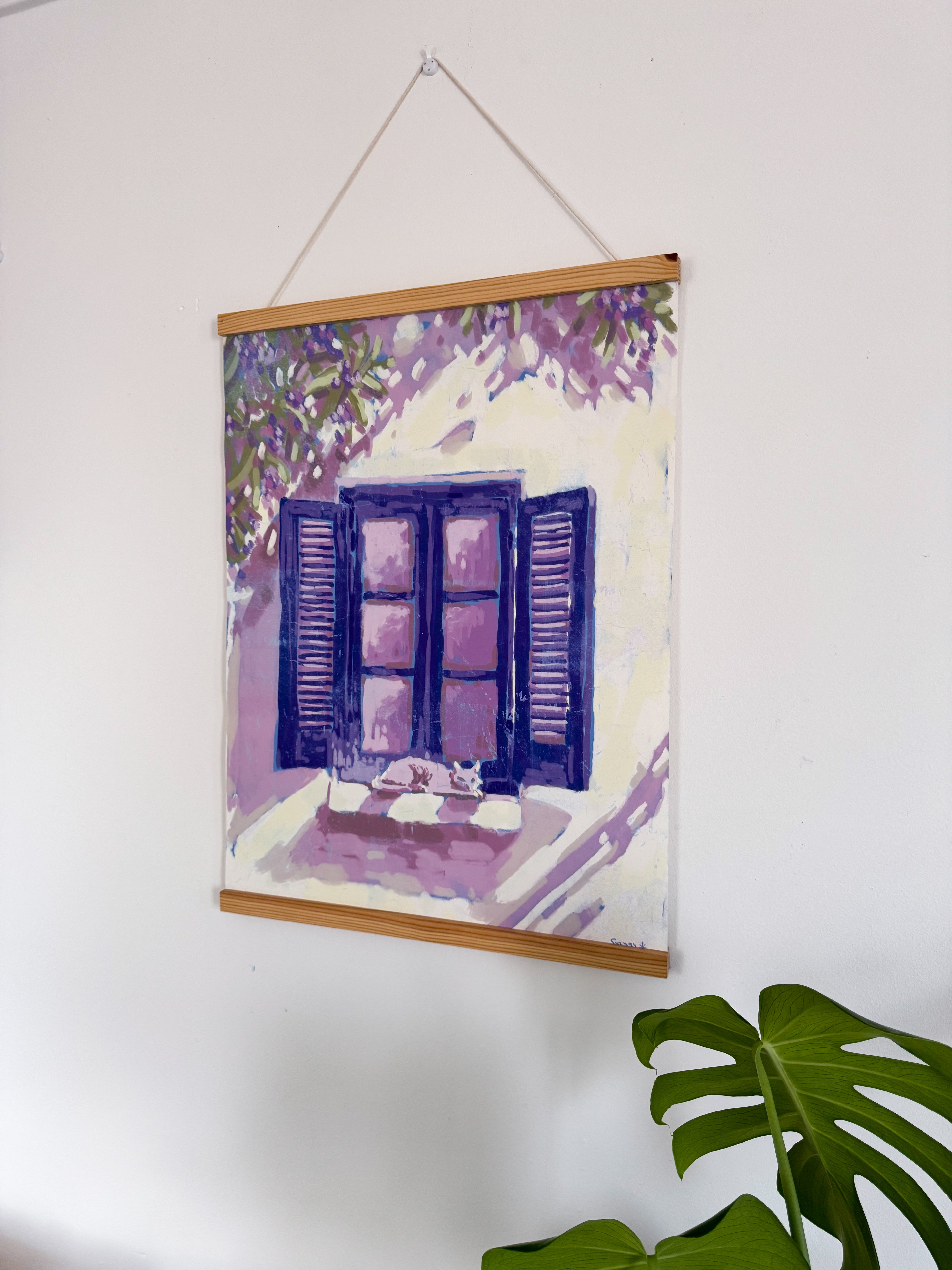 Art print with hanger Cat on the window
