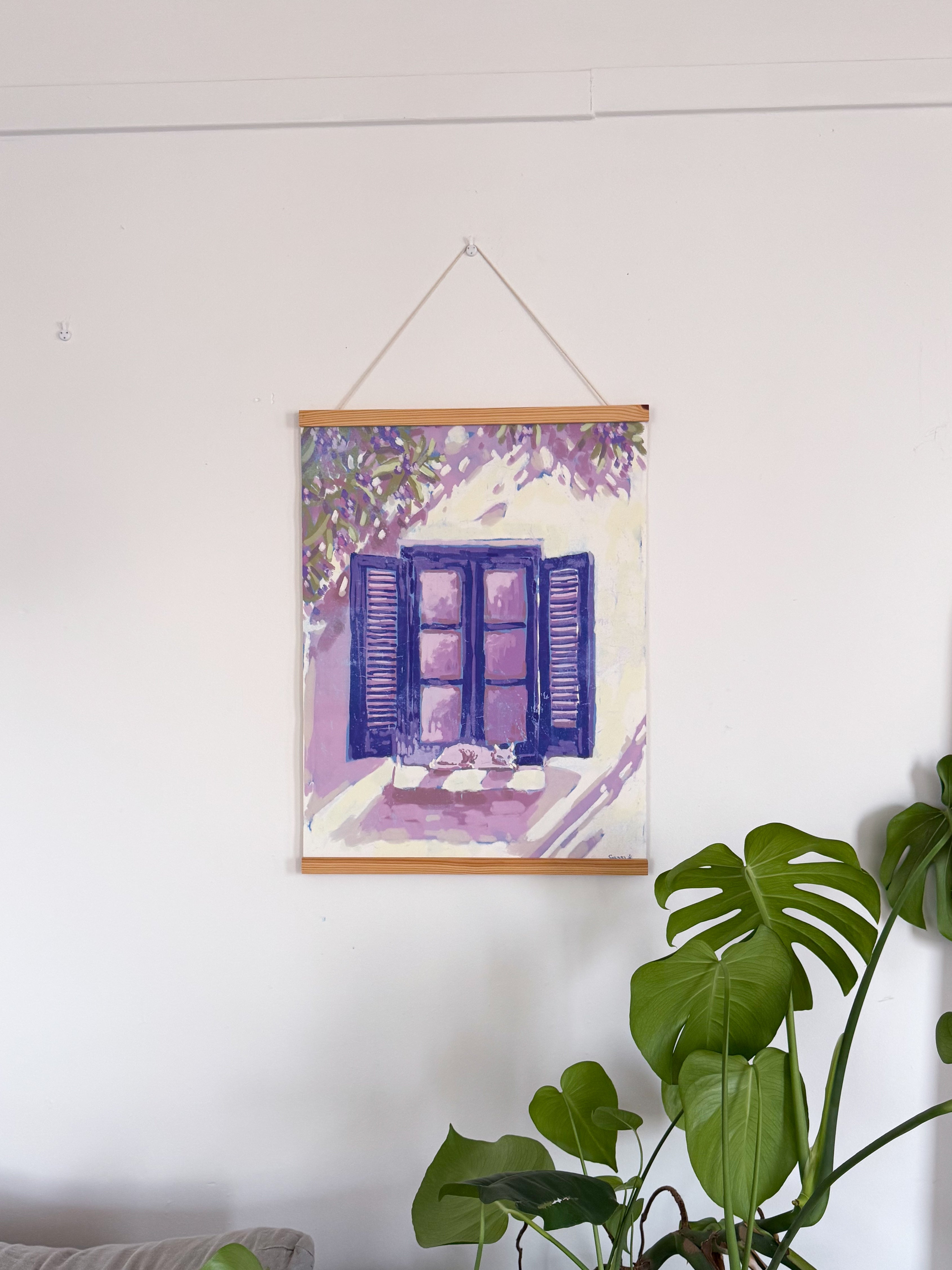 Art print with hanger Cat on the window