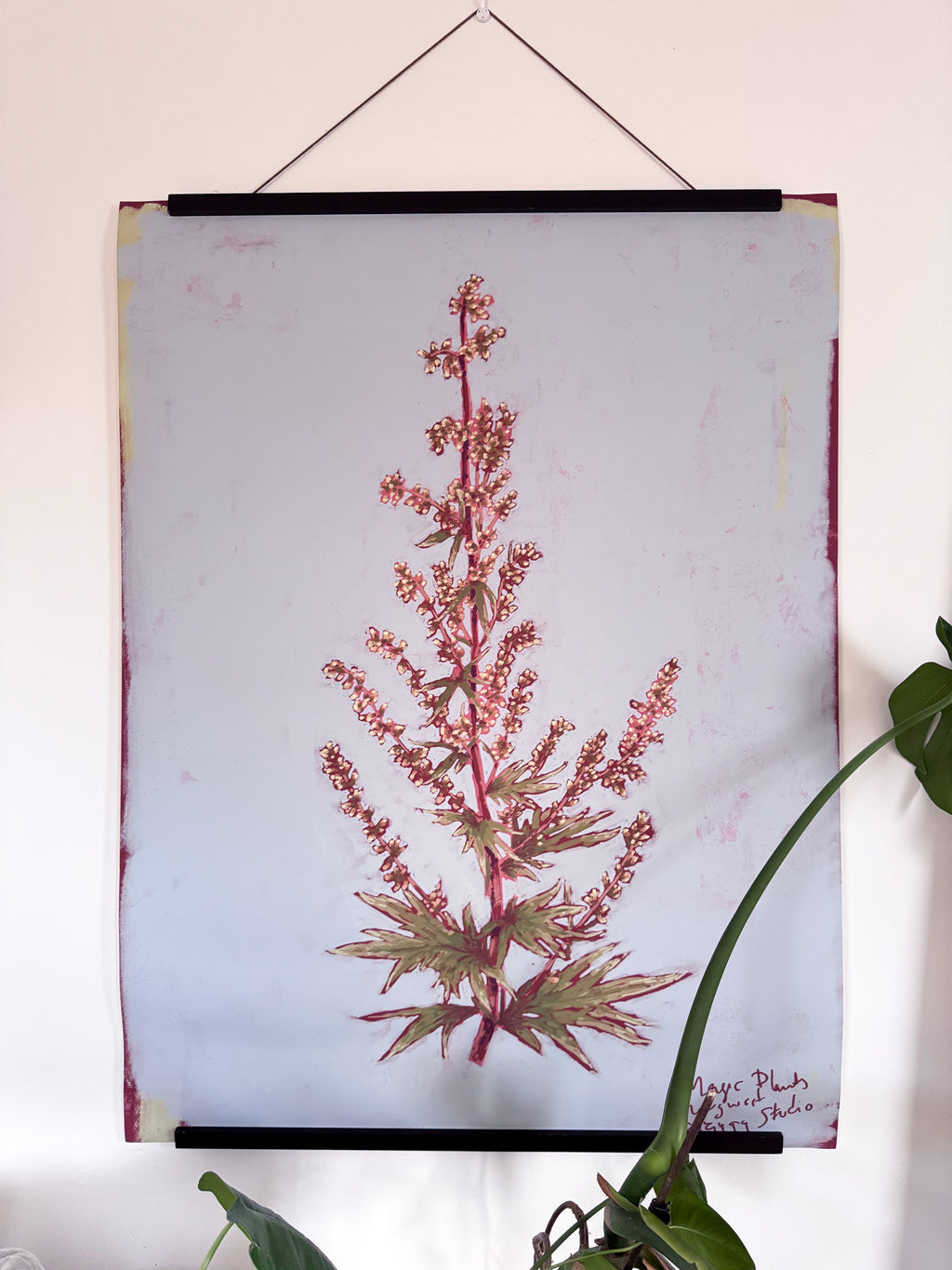 Botanical print of a plant on a blue background
