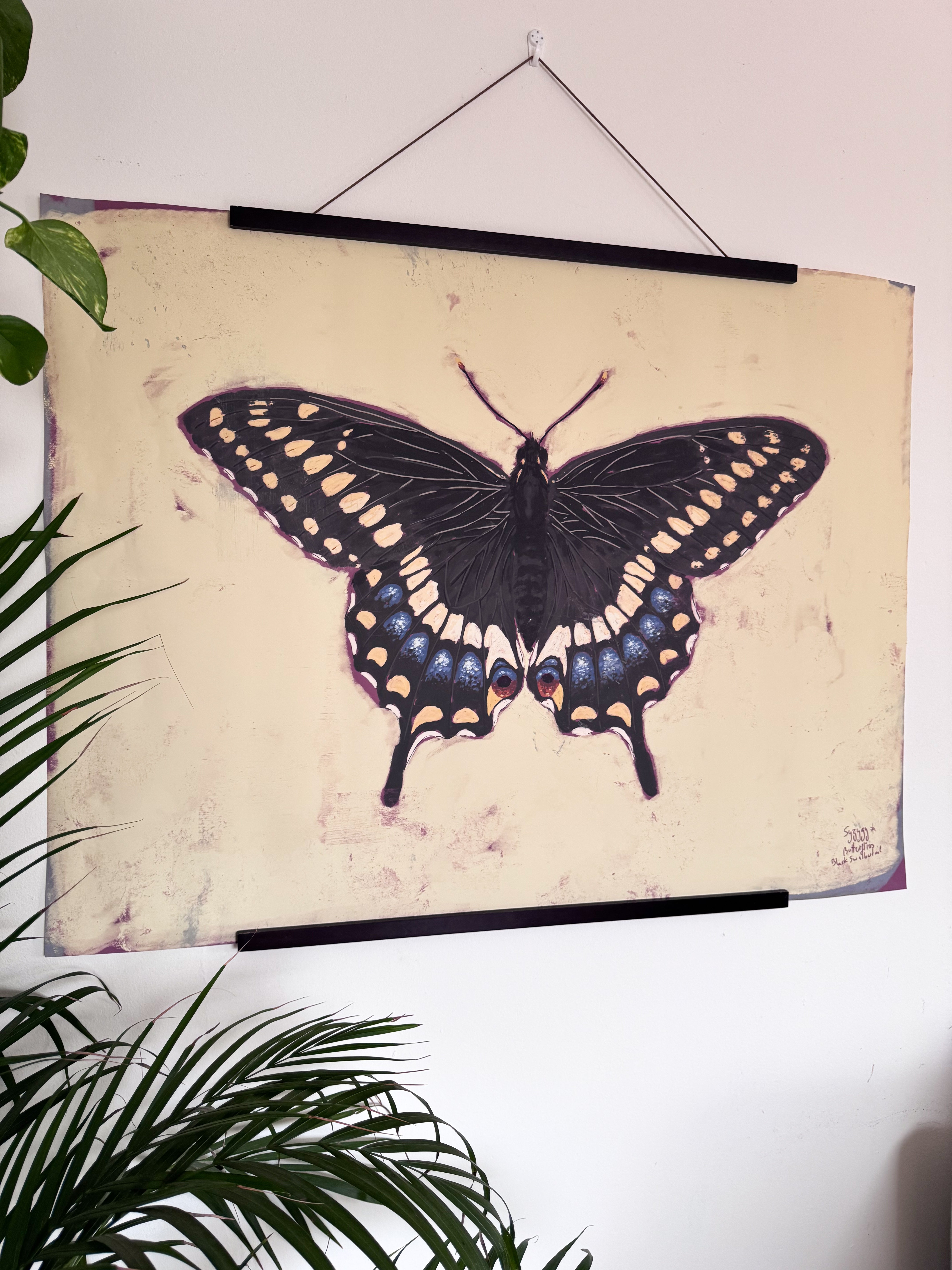 Art print with hanger Black Swallotail Butterflies – Syzygy Studio