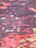 Sunset art print with pink, purple, and orange colors, detailed close up