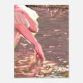 Impressionistic unframed art print of a hand touching the water from a boat and sunbeams reflections