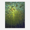 Impressionistic art print of a lake and lily pads in green colors unframed