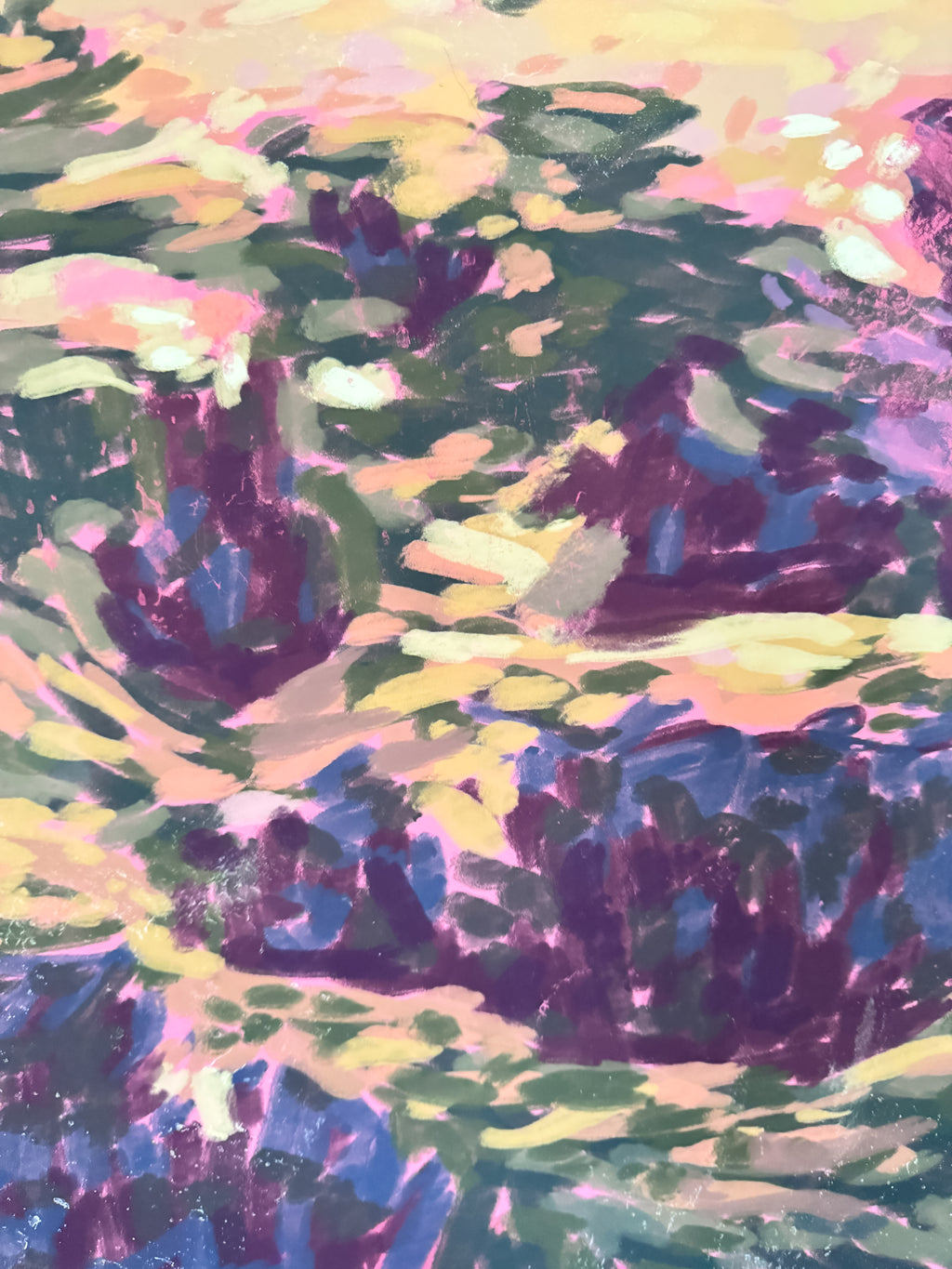 Impressionist art print with vibrant colors and brush strokes, detailed close up