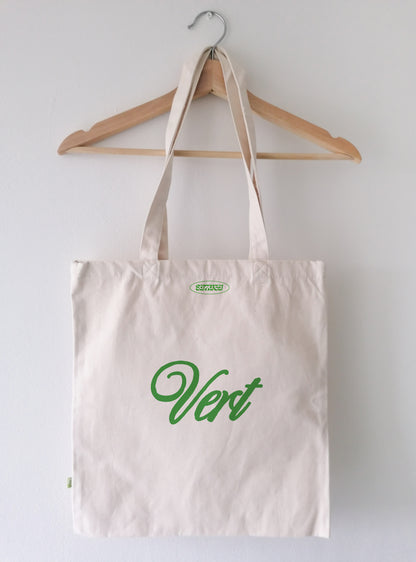 Aesthetic green natural woman tote bag, retro aesthetic vert shopper