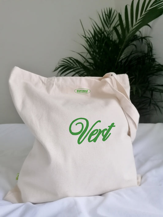 Aesthetic green natural woman tote bag, retro aesthetic vert shopper