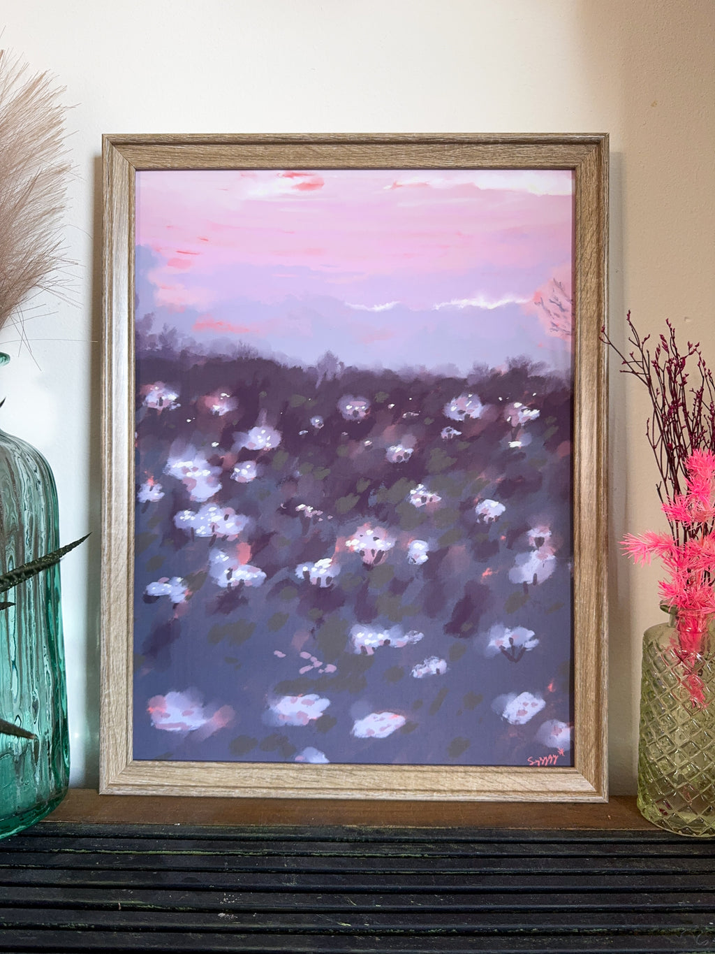Impressionistic art print of a purple floral field 