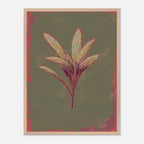 Framed artwork of a sage plant on a textured green background