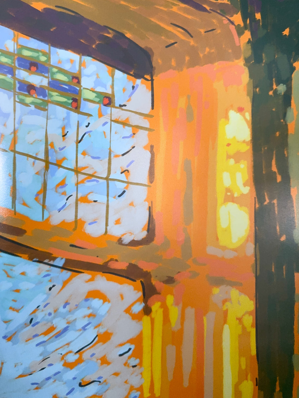 Impressionistic artwork of sunlight shinning through a window, detailed close up