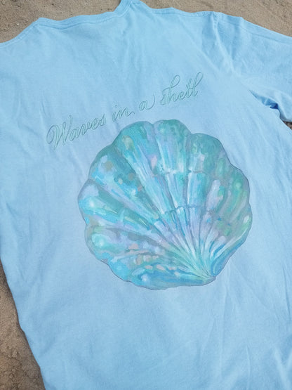Mermaid aesthetic pearl shell woman T-shirt, oversized womens trendy clam tee
