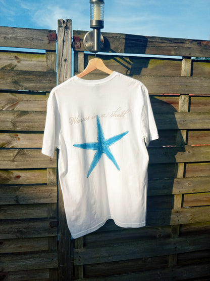Mermaid aesthetic starfish woman T-shirt, oversized womens surf tees