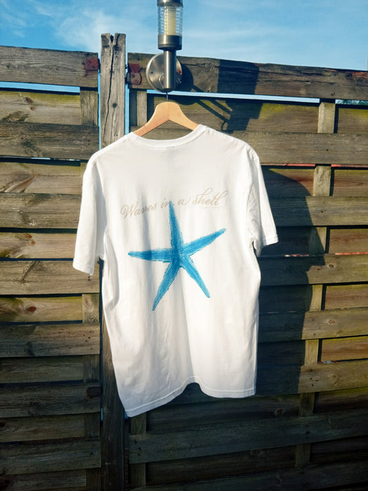 Mermaid aesthetic starfish woman T-shirt, oversized womens surf tees
