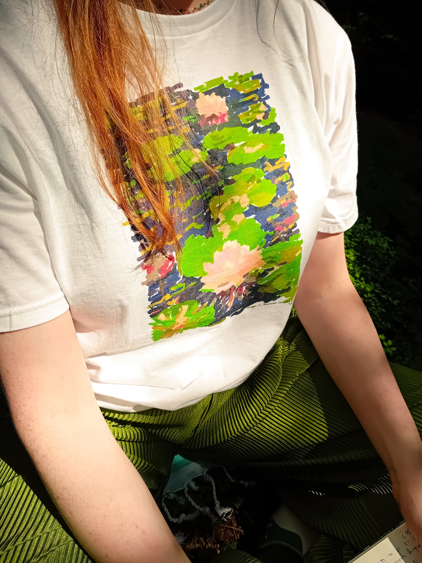 Fairy lily pads artsy woman T-shirt, fall earthy trendy tee