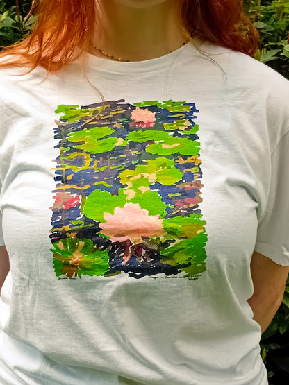 Fairy lily pads artsy woman T-shirt, fall earthy trendy tee