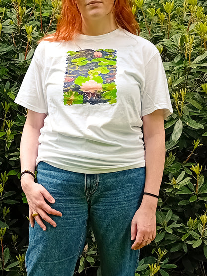 Fairy lily pads artsy woman T-shirt, fall earthy trendy tee