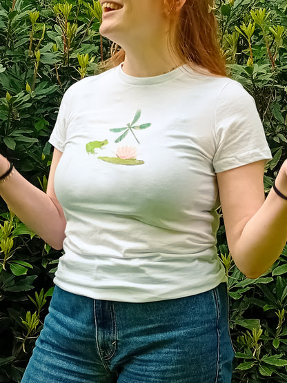 Fairy aesthetic lily pads woman T-shirt, autumn fairy frog tee
