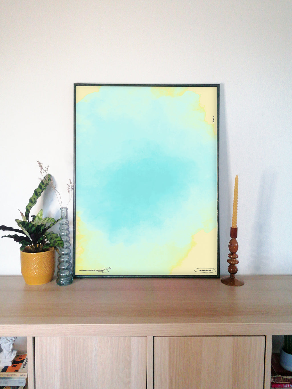 blue gradient retro wall art print