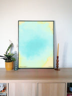 blue gradient retro wall art print