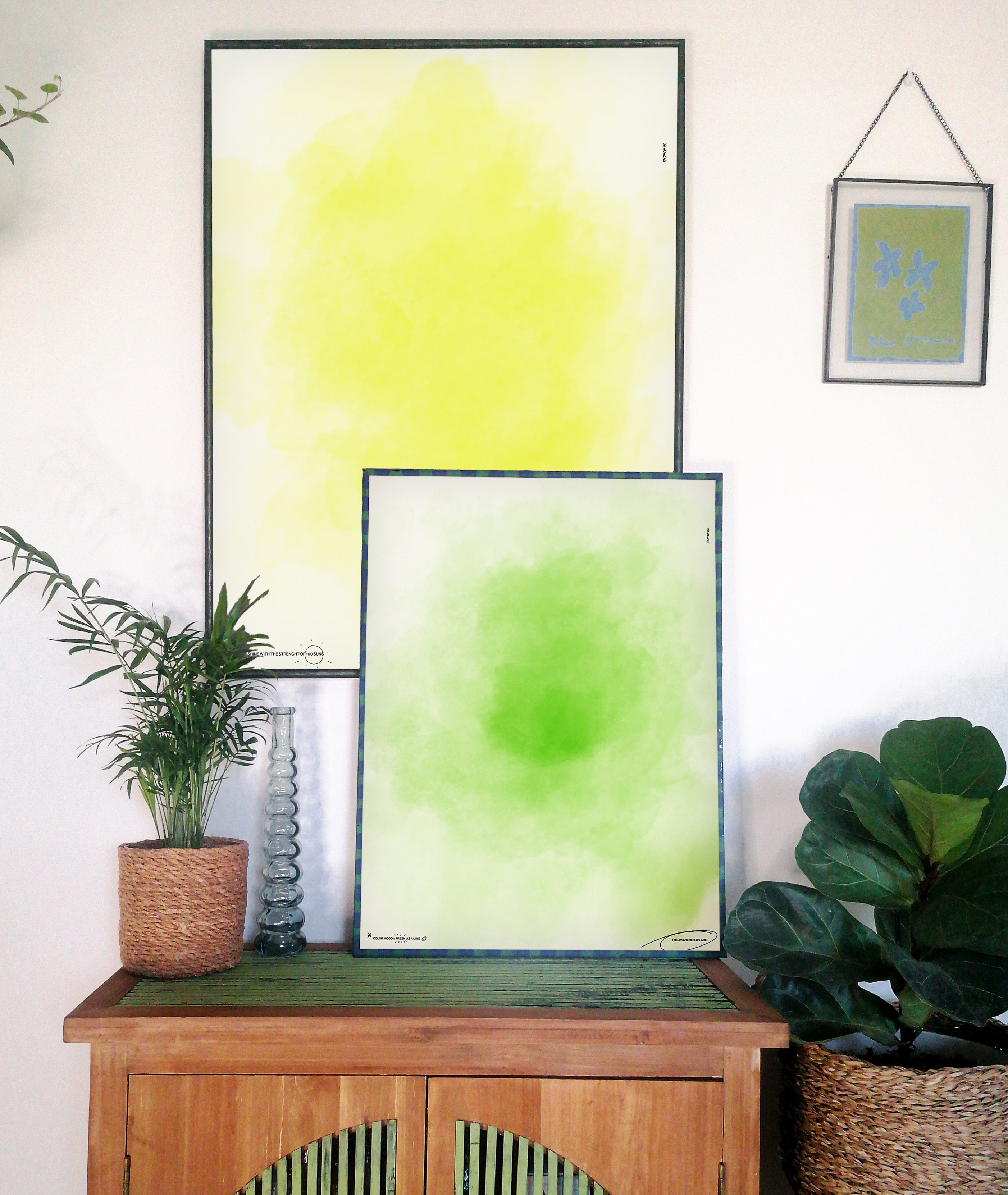 Yellow gradient aura retro wall art print boho decor