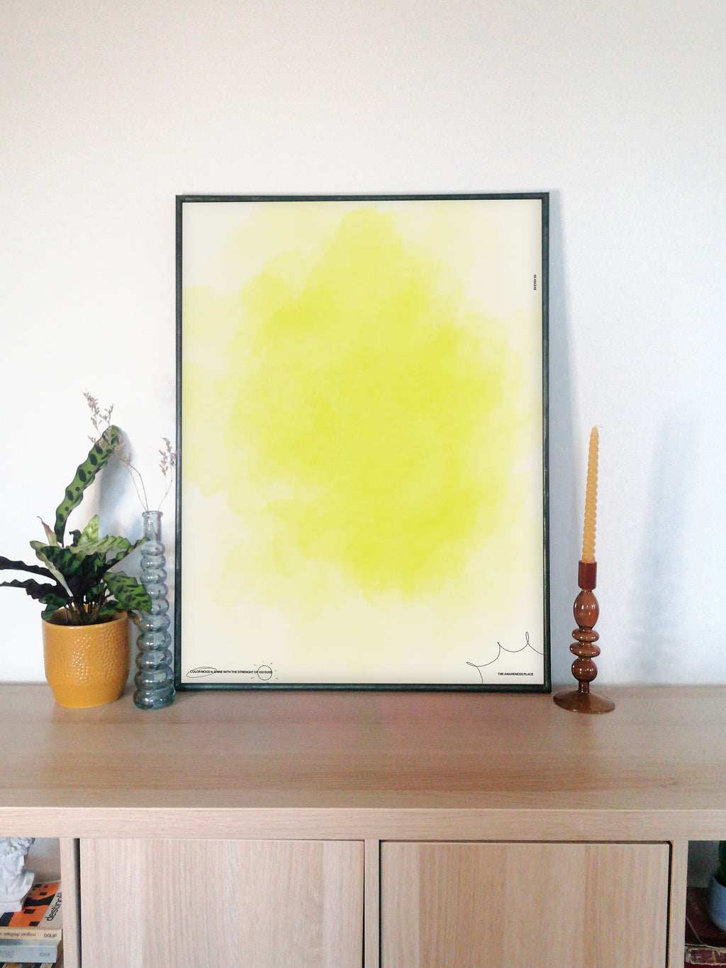 Yellow gradient aura retro wall art print decor