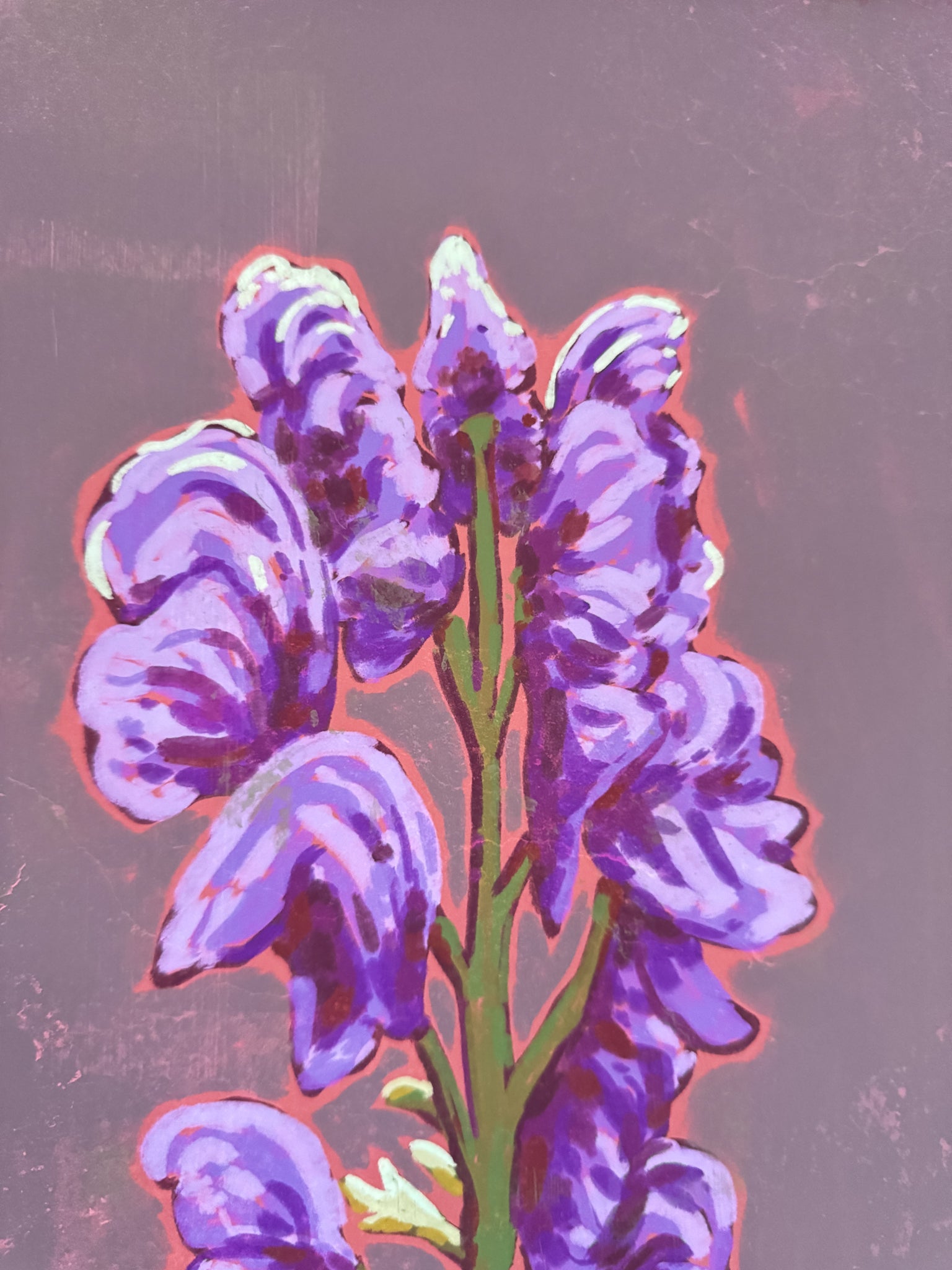 Artwork of a purple flower detailed close up