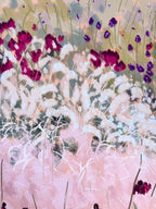 Artistic depiction of flowers with a focus on white and purple tones.