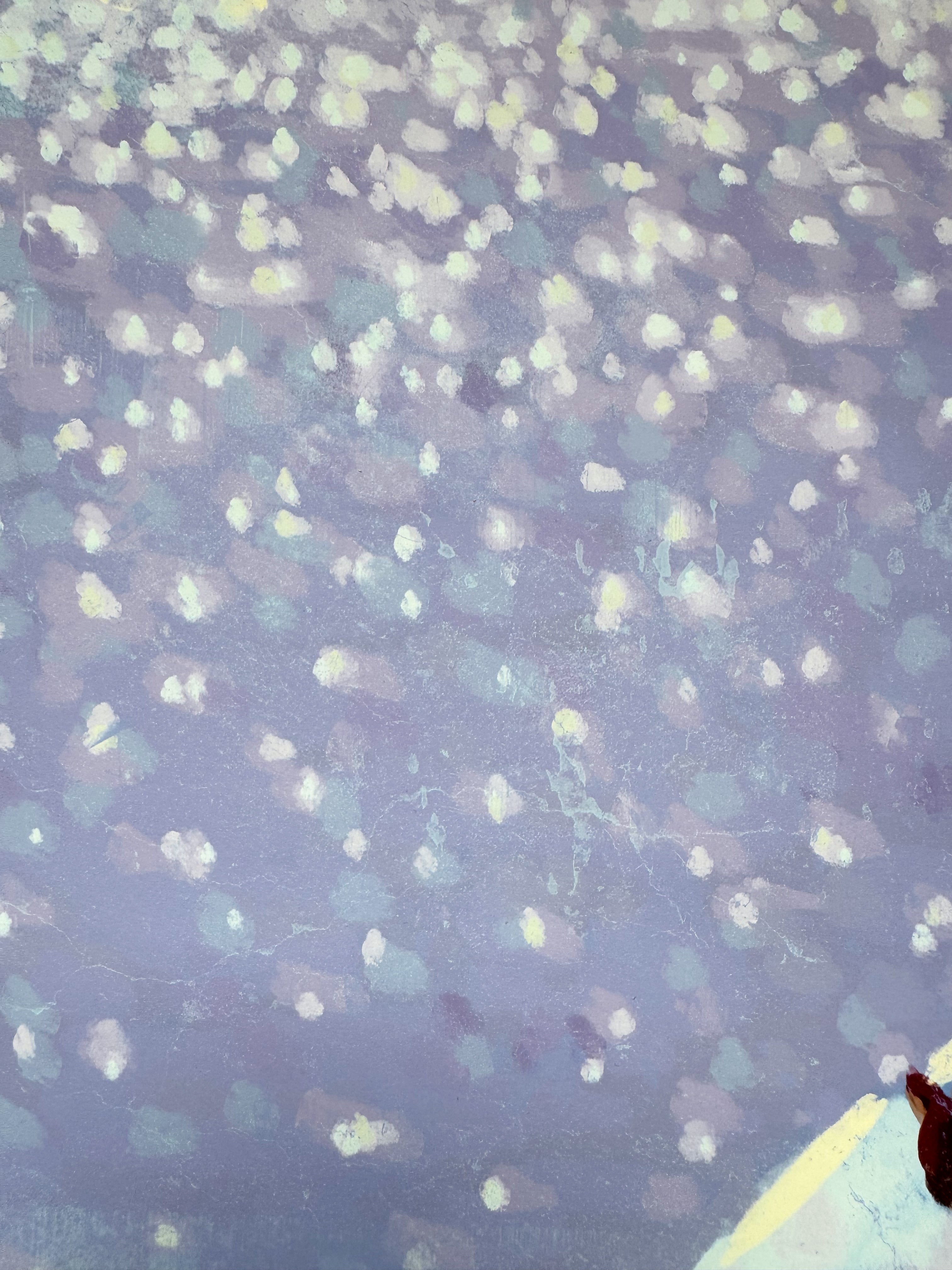 cat on the roof art print detail close up 