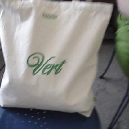 Aesthetic green natural woman tote bag, retro aesthetic vert shopper