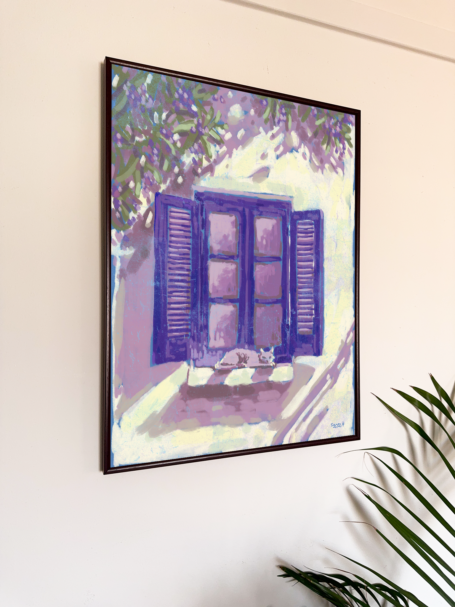 Framed art print Cat on the window