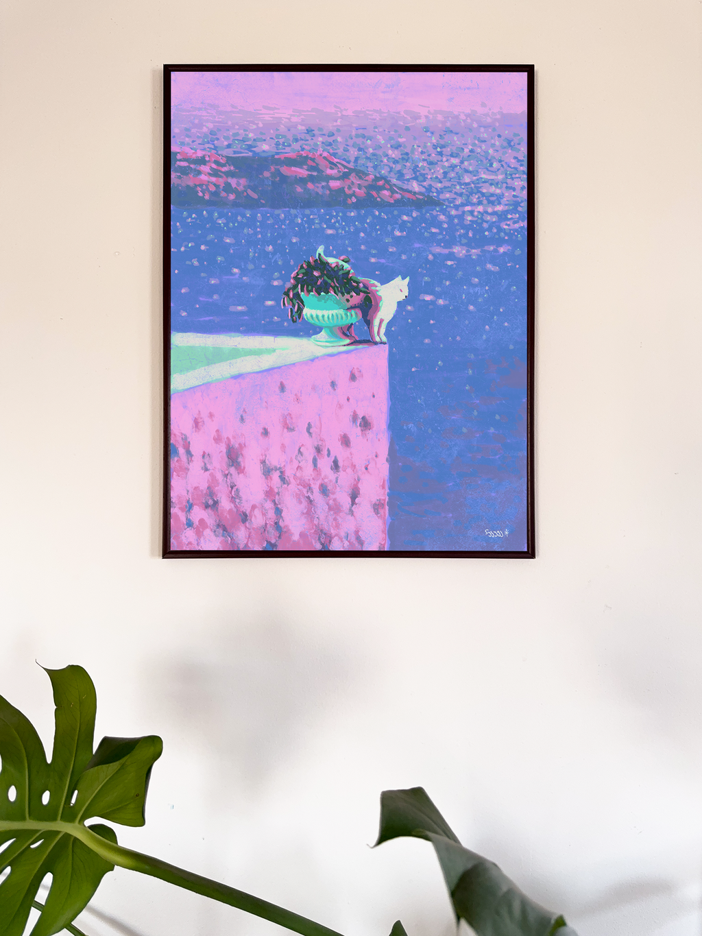Framed Art print Cat on the terrace