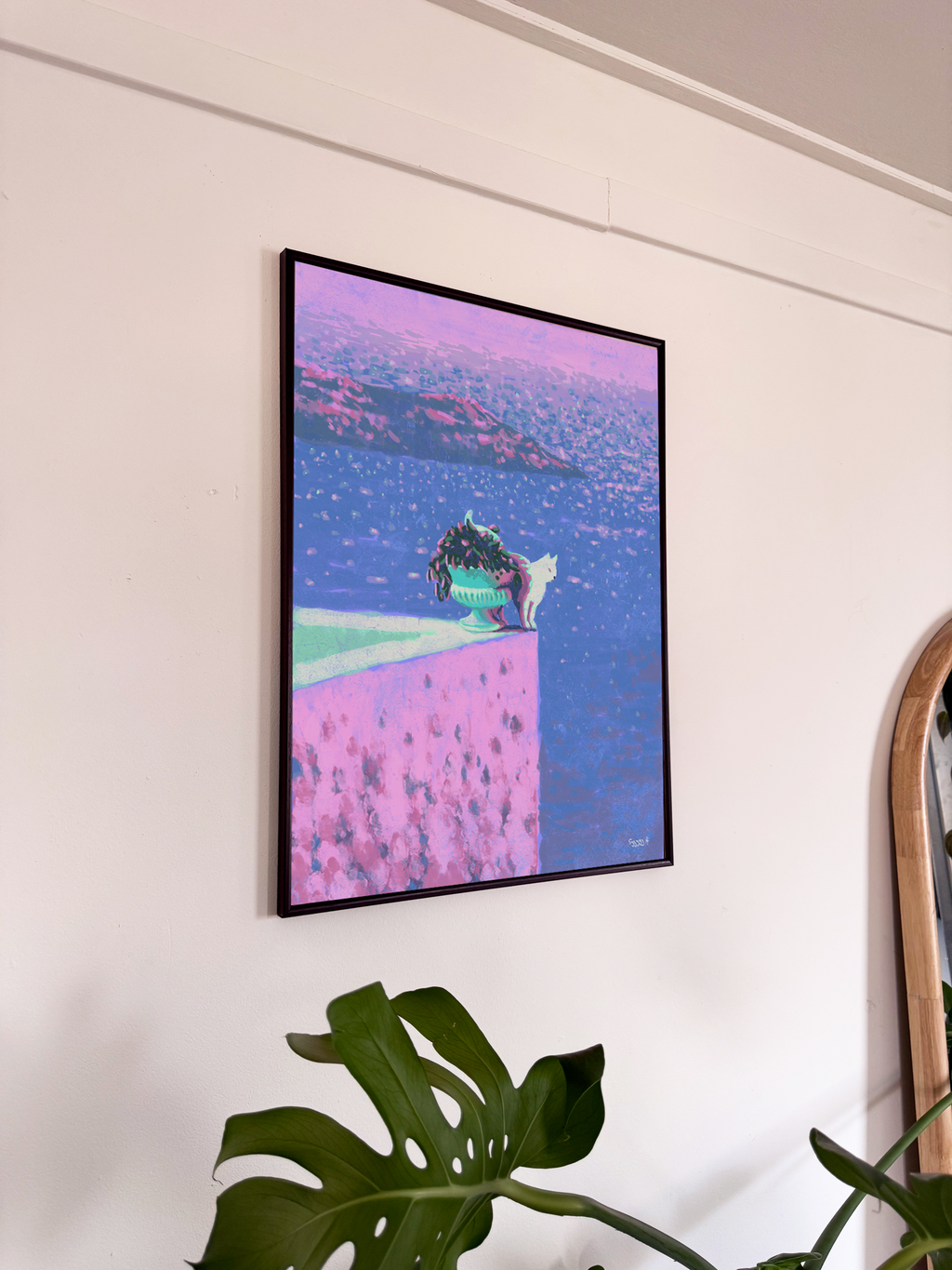 Framed Art print Cat on the terrace